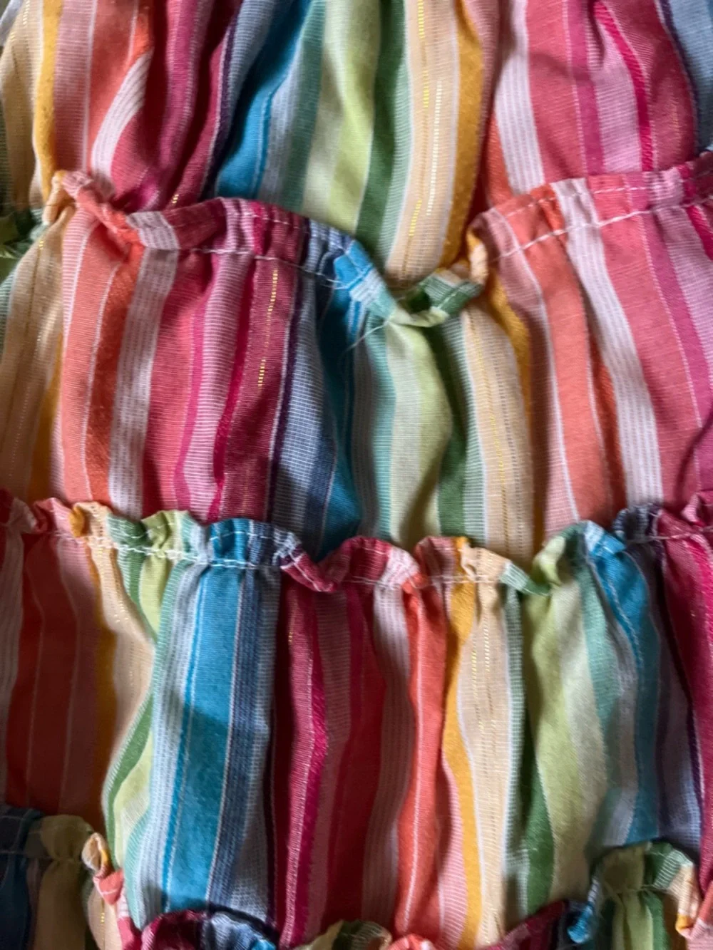 George Rainbow Stripe Ruffle Tank Dress - Pink, Yellow, Blue, Green